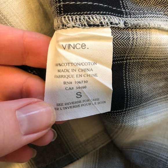 Vince oversized plaid rolled button down plaid tunic top size small - Picture 5 of 8